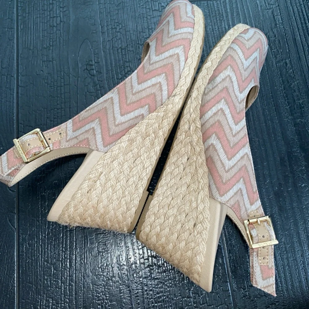 VIONIC CORALINA ESPADRILLE WEDGE‎ SLINGBACK SANDALS-SIZE 7.5 Multi Chevron
